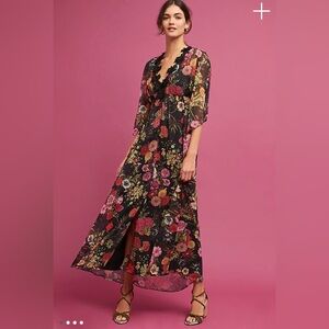 Farm Rio Laina Floral Maxi Dress – Size Large – Sheer w/ Slip